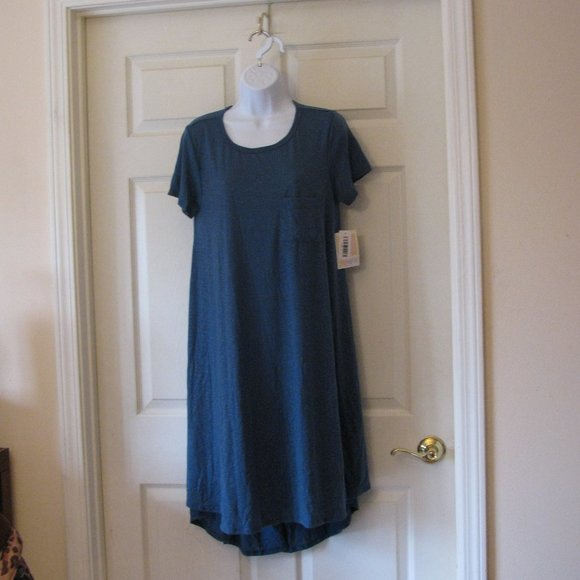 LuLaRoe Dresses & Skirts - LuLaRoe Carly Dress Small NWT $45 Deep Teal Blue A Line Swing High Low Textured
